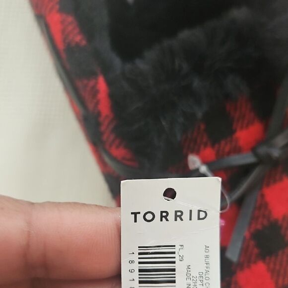 Torrid Red and Black Checkered Moccasin Slippers - Picture 2 of 16